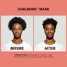 Applying DevaCurl CurlBond mask Cozy Getaway to damp curls