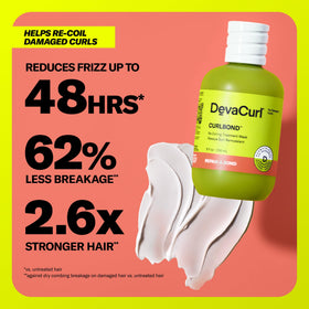 Close-up of DevaCurl CurlBond mask Cozy Getaway label