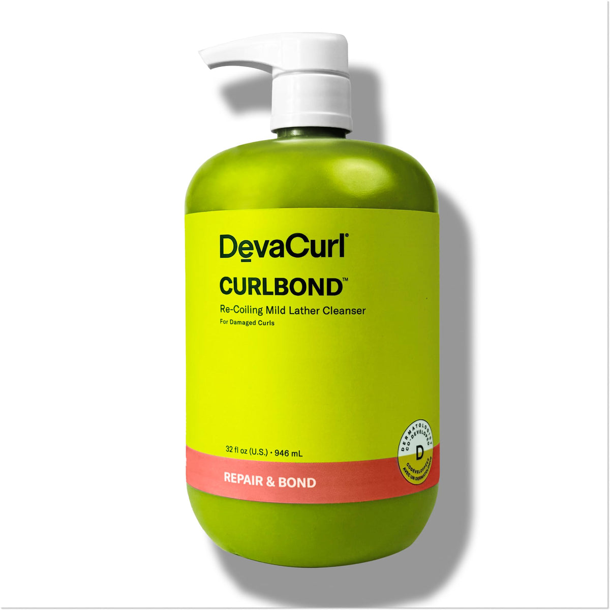 DevaCurl CurlBond Re-Coiling Cleanser bottle promotes defined curls.
