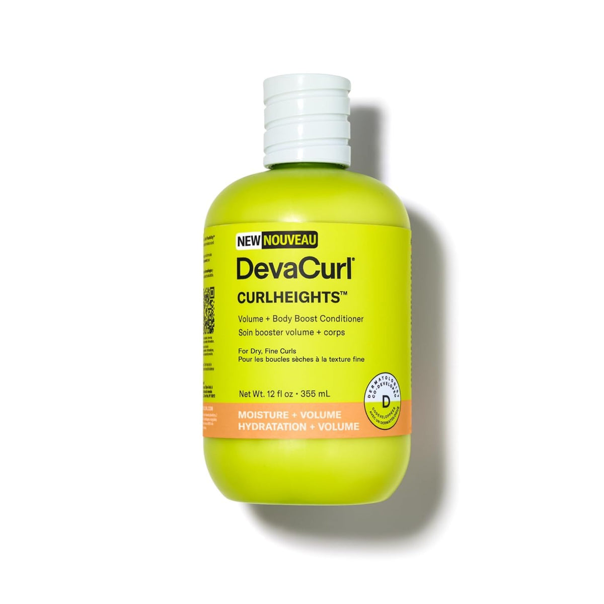 DevaCurl CurlHeights Volume bottle boosts lift and detangles curls with lasting moisture.