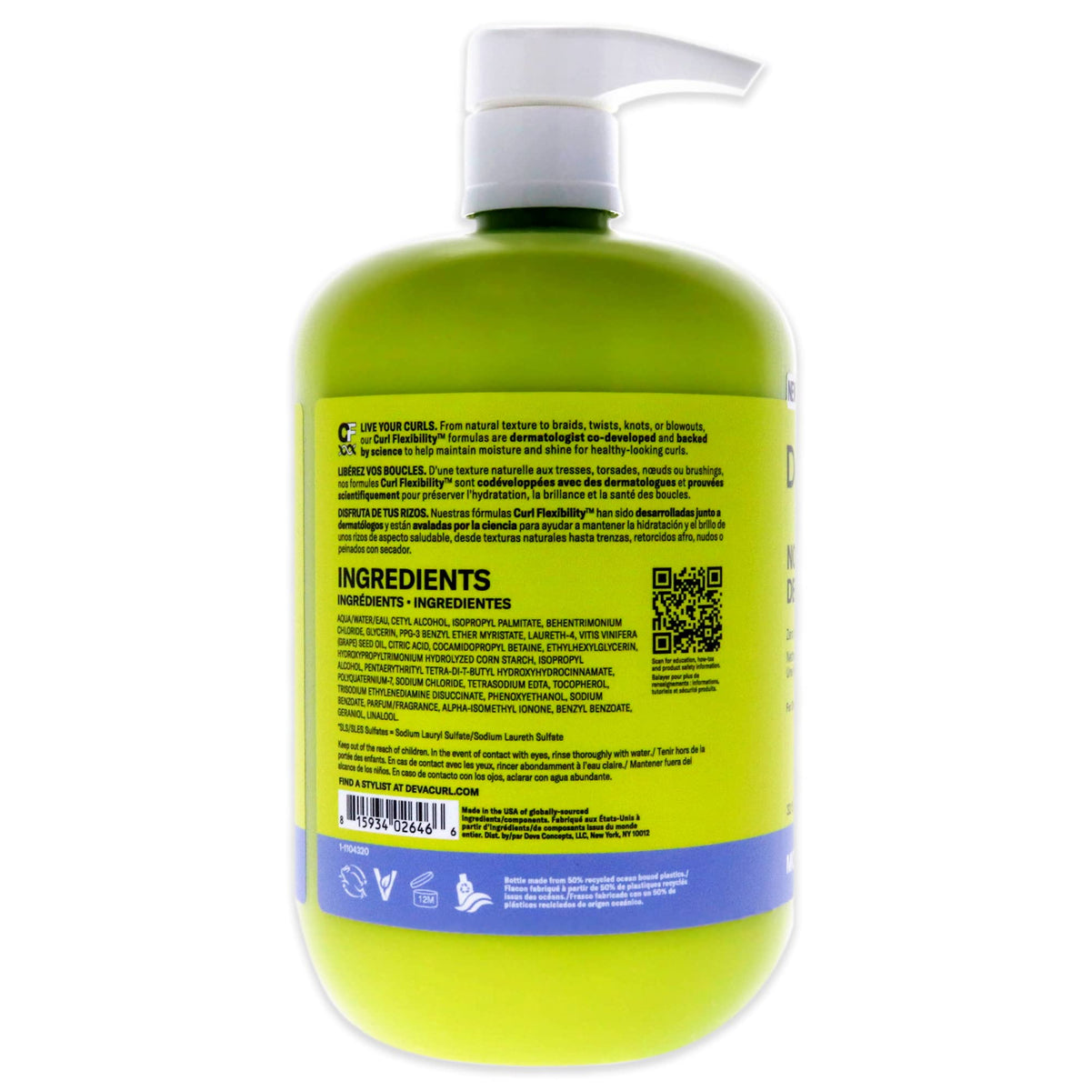 DevaCurl No-Poo Decadence label detail emphasizing vegan, sulfate-free formula