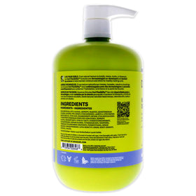 DevaCurl No-Poo Decadence label detail emphasizing vegan, sulfate-free formula