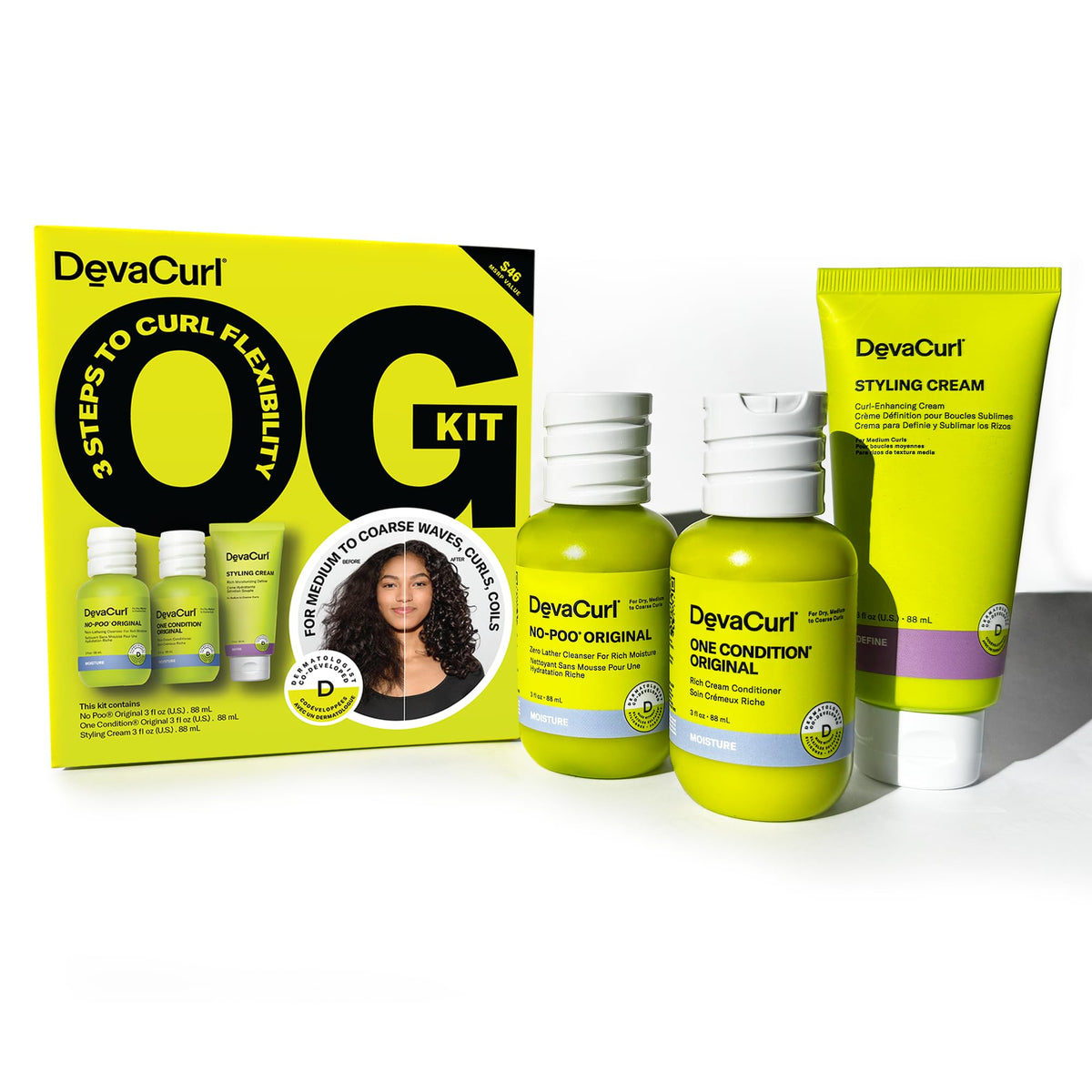 DevaCurl OG Kit No Poo Original bottle for frizz control and moisture.