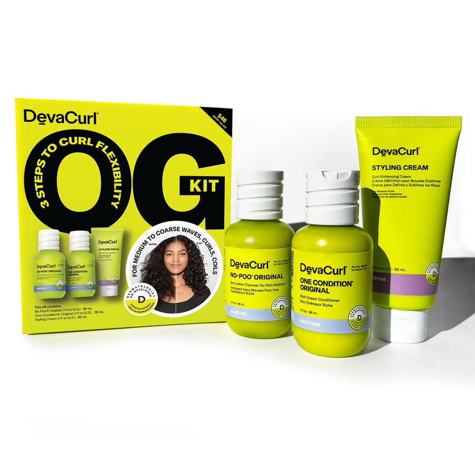 DevaCurl OG Kit No Poo Original bottle for frizz control and moisture.