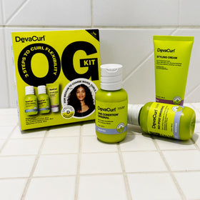 DevaCurl OG Kit travel sizes packaging for on-the-go routines.