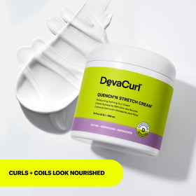 Applying DevaCurl Quench'n Stretch during routine.