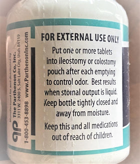Devko charcoal tablets for ostomy pouches, shown with packaging for travel-friendly odor management.