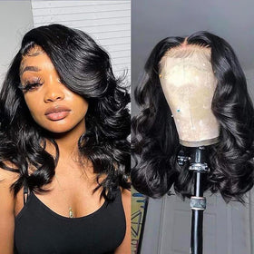 Devonia bob wig 14-inch body wave with lace front for a natural daily look.