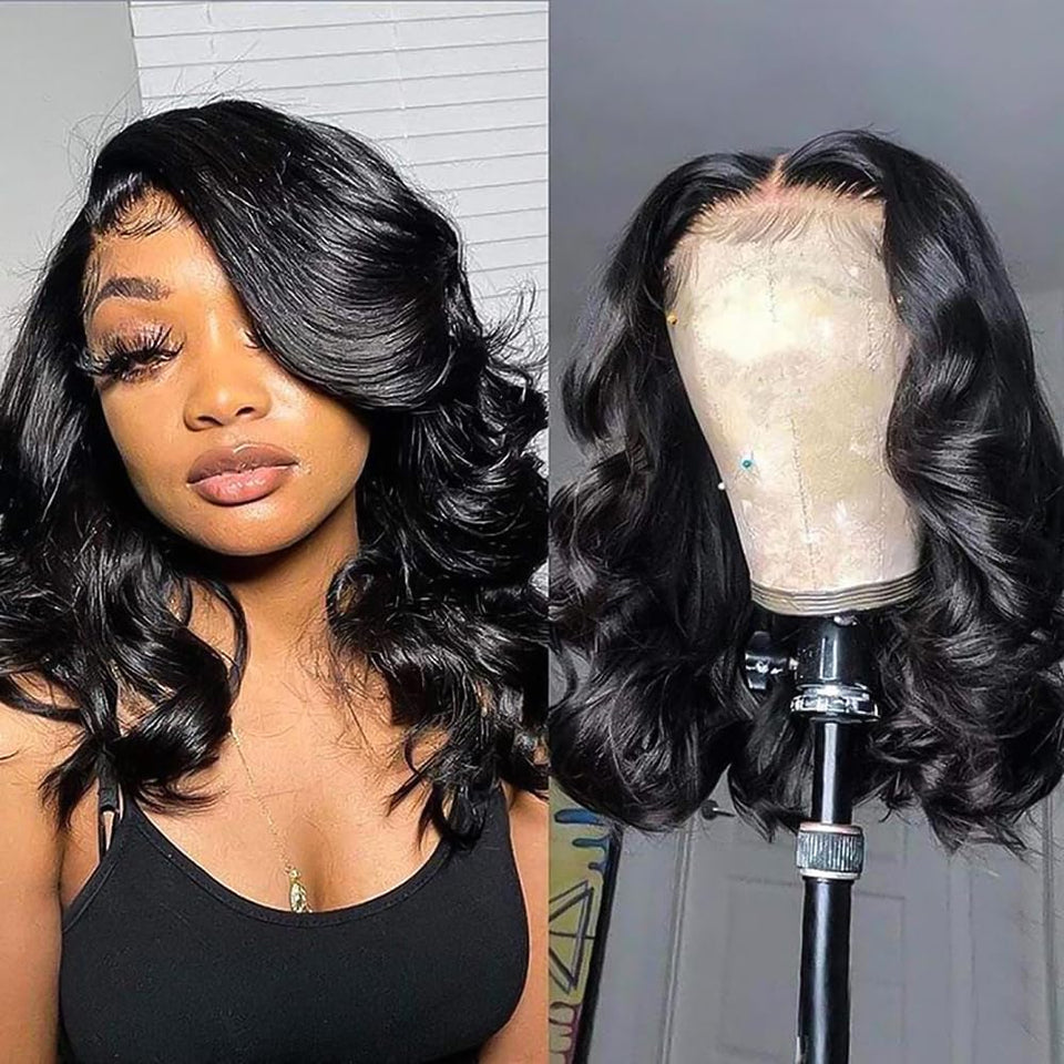 Devonia bob wig 14-inch body wave with lace front for a natural daily look.