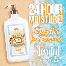 Devoted Creations Barefoot Beachwood with avocado extract nourishes skin.