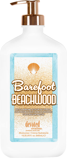 Devoted Creations Barefoot Beachwood bottle for post-sun hydration.