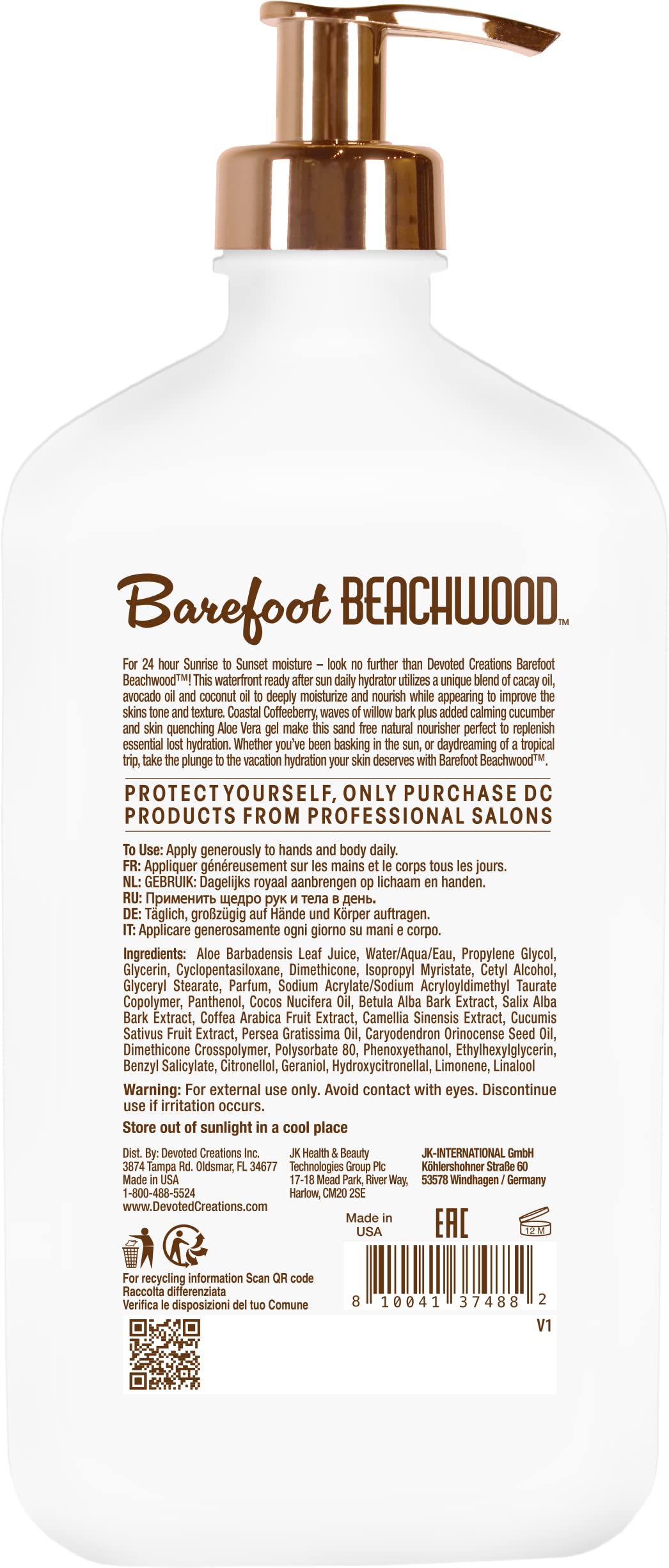 Devoted Creations Barefoot Beachwood cream on skin provides lasting moisture.