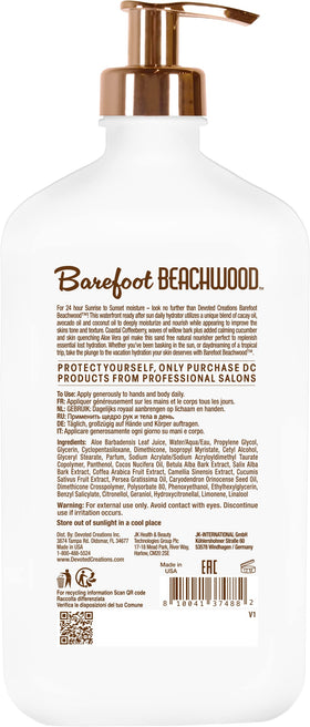 Devoted Creations Barefoot Beachwood cream on skin provides lasting moisture.