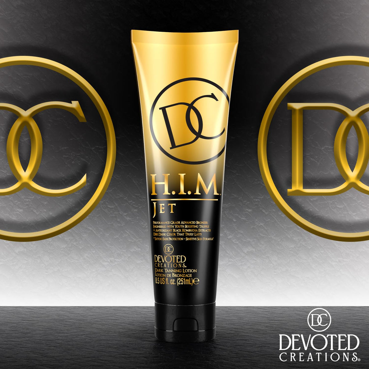 Devoted Creations HIM Jet sun-kissed tan color preview.