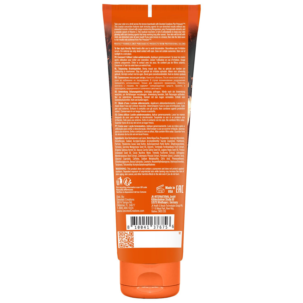 Devoted Creations Pier Pressure lotion swirl highlighting ultra-moisturizing hydration and bronze color.