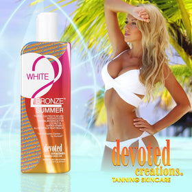 Devoted Creations White 2 Bronze hydrating formula keeps skin moisturized.