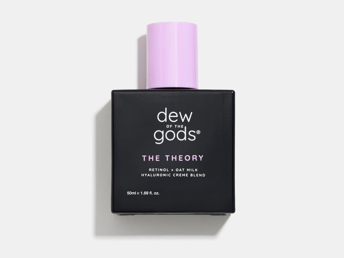 Dew Of The Gods The Theory cream bottle with retinol and oat milk for daily hydration