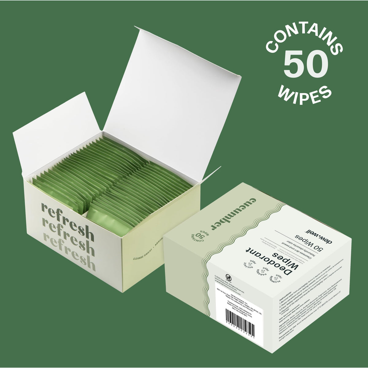 Dew Well Deodorant Wipes gym-ready use with quick cleanse.