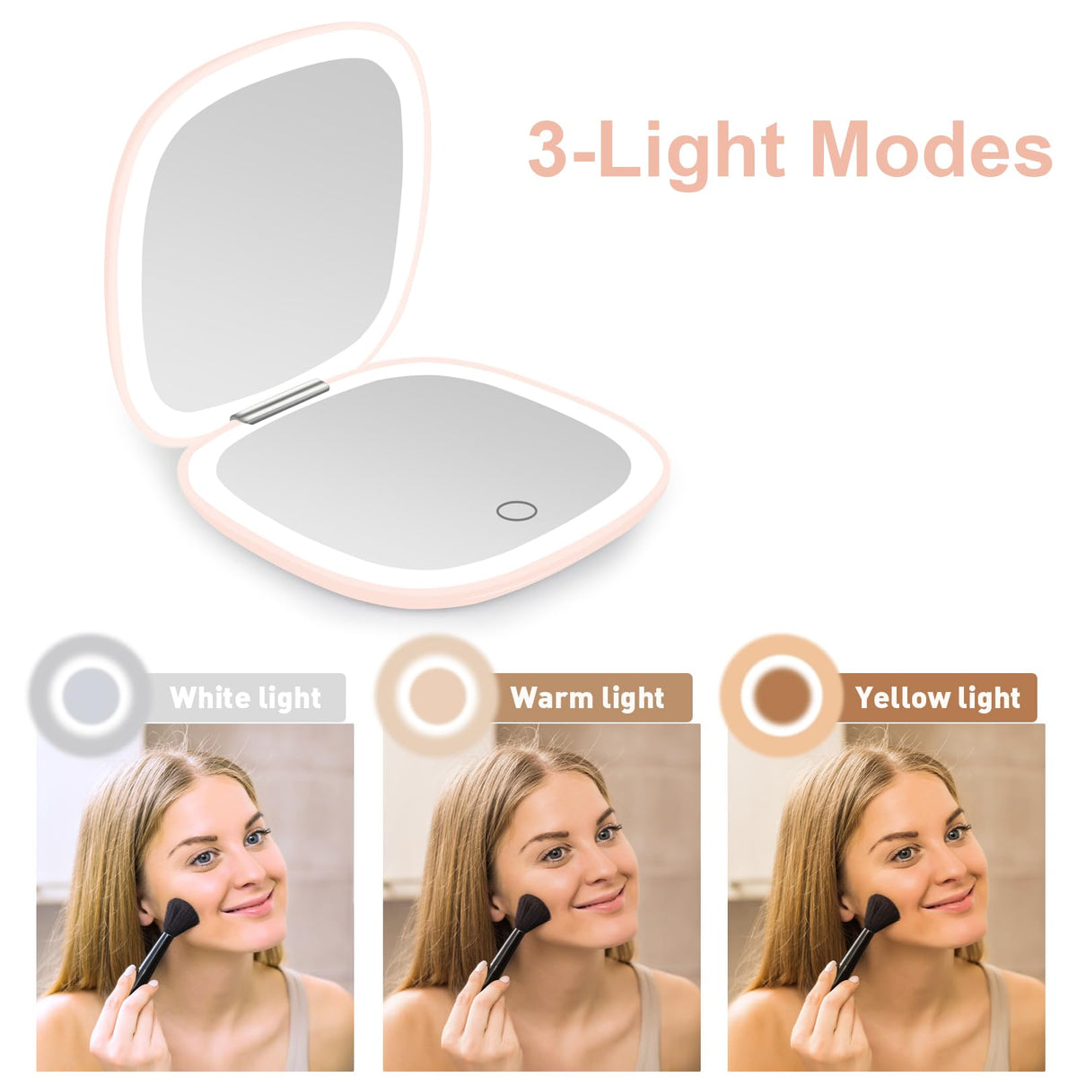 Deweisn pink compact mirror with 10X magnification for precise detail