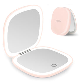 Deweisn compact mirror pink front view for quick on-the-go touch-ups