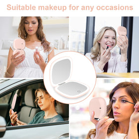 Deweisn pink pocket-sized mirror fits handbags for travel