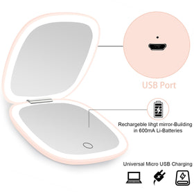 Deweisn pink LED mirror USB charging for convenient power