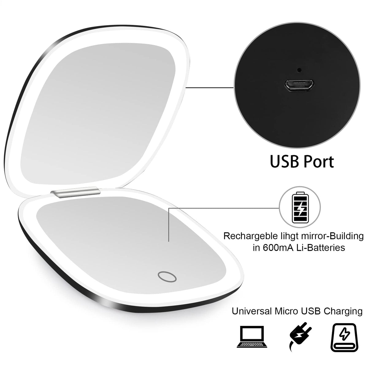 Deweisn pocket-size mirror fits handbags for touch-ups
