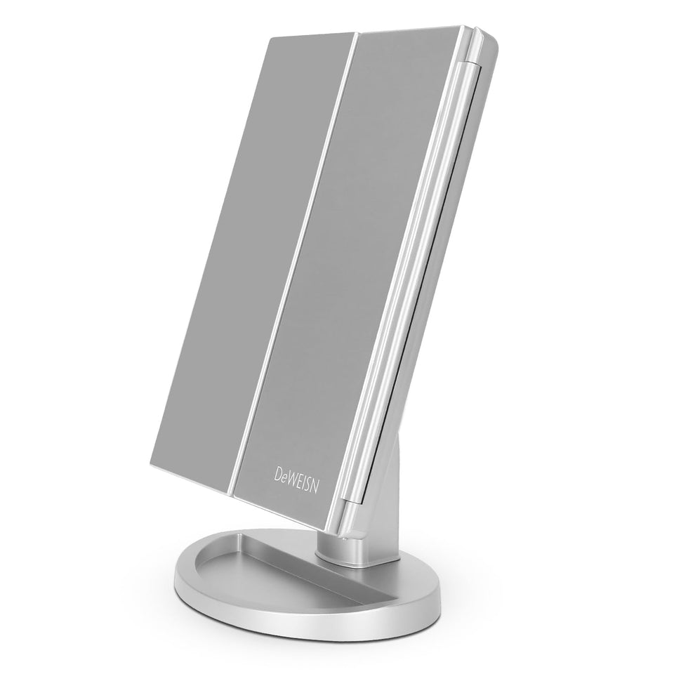 deweisn dresser-mount vanity mirror with 21 LEDs for bright makeup lighting.