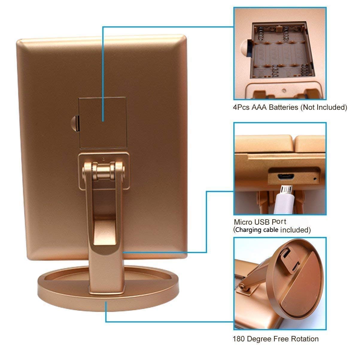 deweisn floor mount tri-fold mirror side panels for wide-angle vanity view