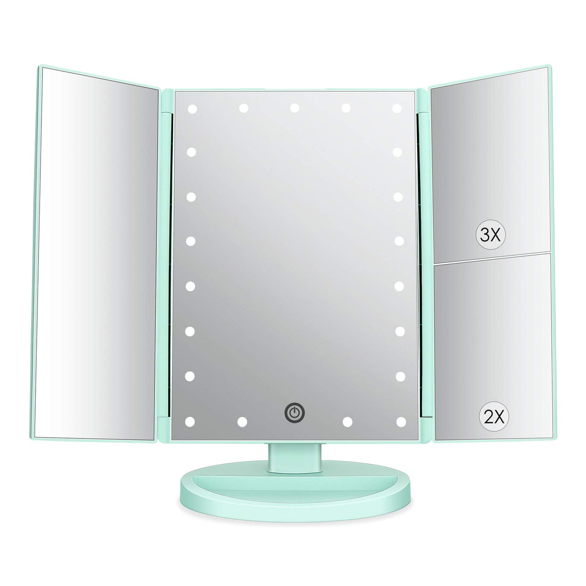 deweisn tri-fold lighted vanity mirror front view for precise makeup application