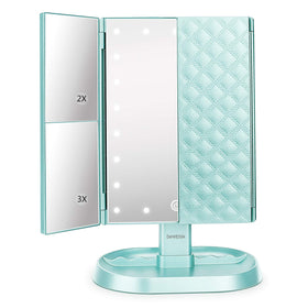 Deweisn trifold mirror front view with 21 LEDs for precise makeup application