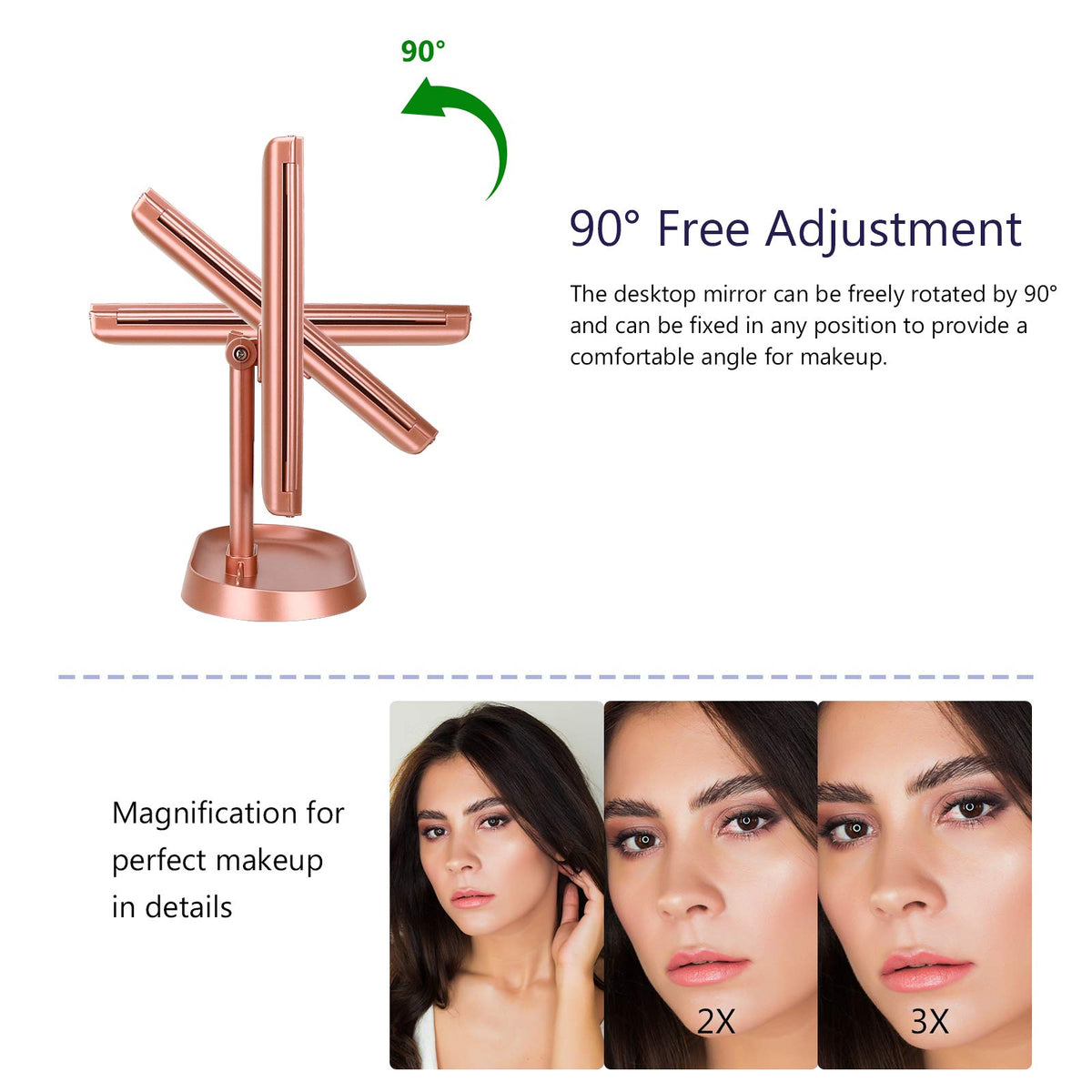 Deweisn mirror rotation 90 degrees enables flexible angle during grooming sessions.