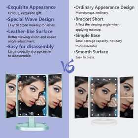 Deweisn trifold mirror storage base keeps brushes and jewelry organized