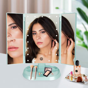 Deweisn trifold mirror usb or battery power ensures flexibility at home or on the go