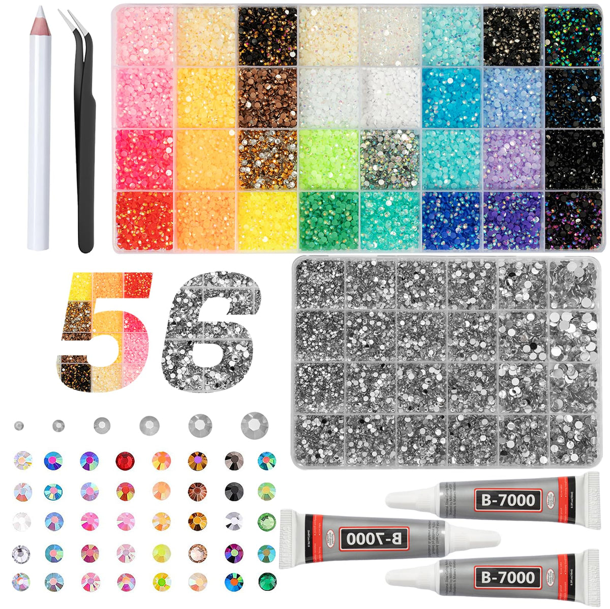 DEWJDFSC bedazzling kit two-boxes organized for crafting projects