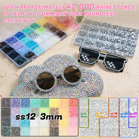 DEWJDFSC 3mm mixed-color AB-coated rhinestones sparkle in light