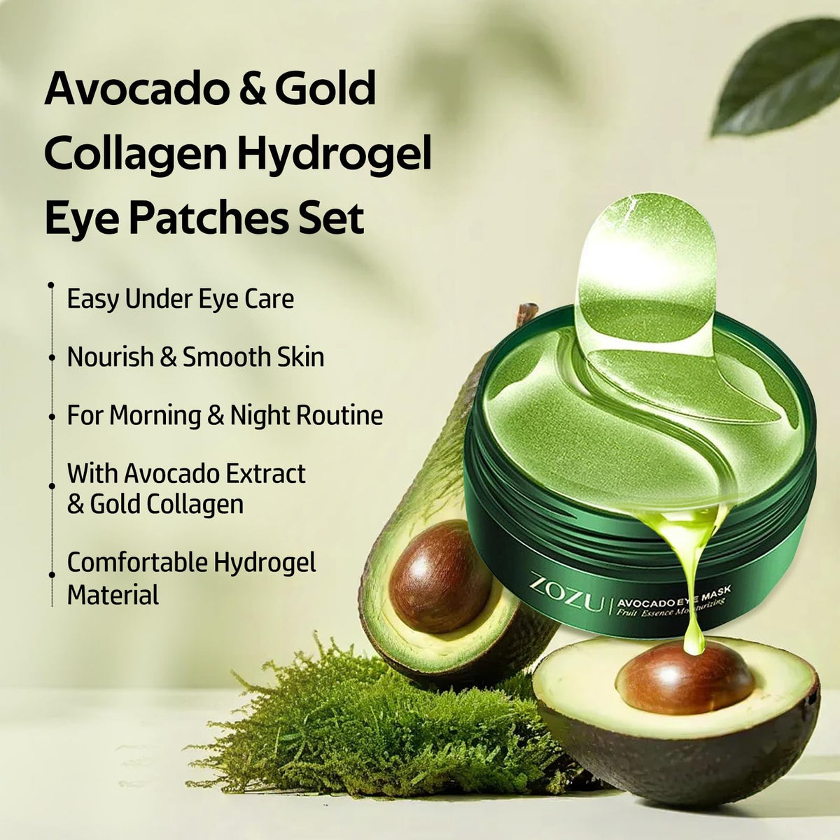 dewyhour avocado-hydrogel eye patch under-eye application delivers deep hydration