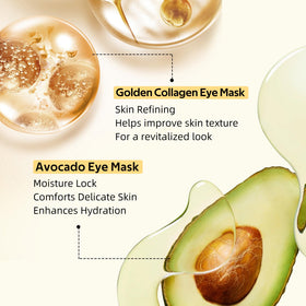 dewyhour gold-hydrogel eye patch closeup highlights collagen for a smoother look