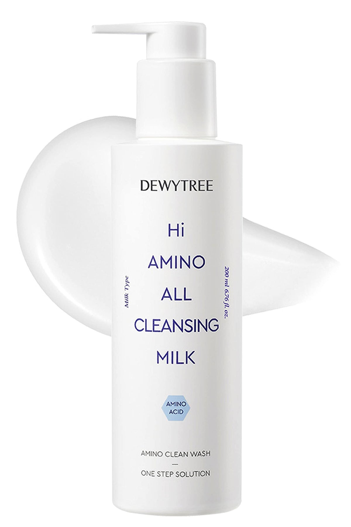 Dewytree Hi Amino All Cleansing Milk bottle-pump provides easy, gentle cleansing for sensitive skin.