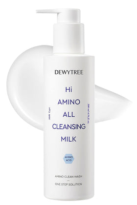 Dewytree Hi Amino All Cleansing Milk bottle-pump provides easy, gentle cleansing for sensitive skin.