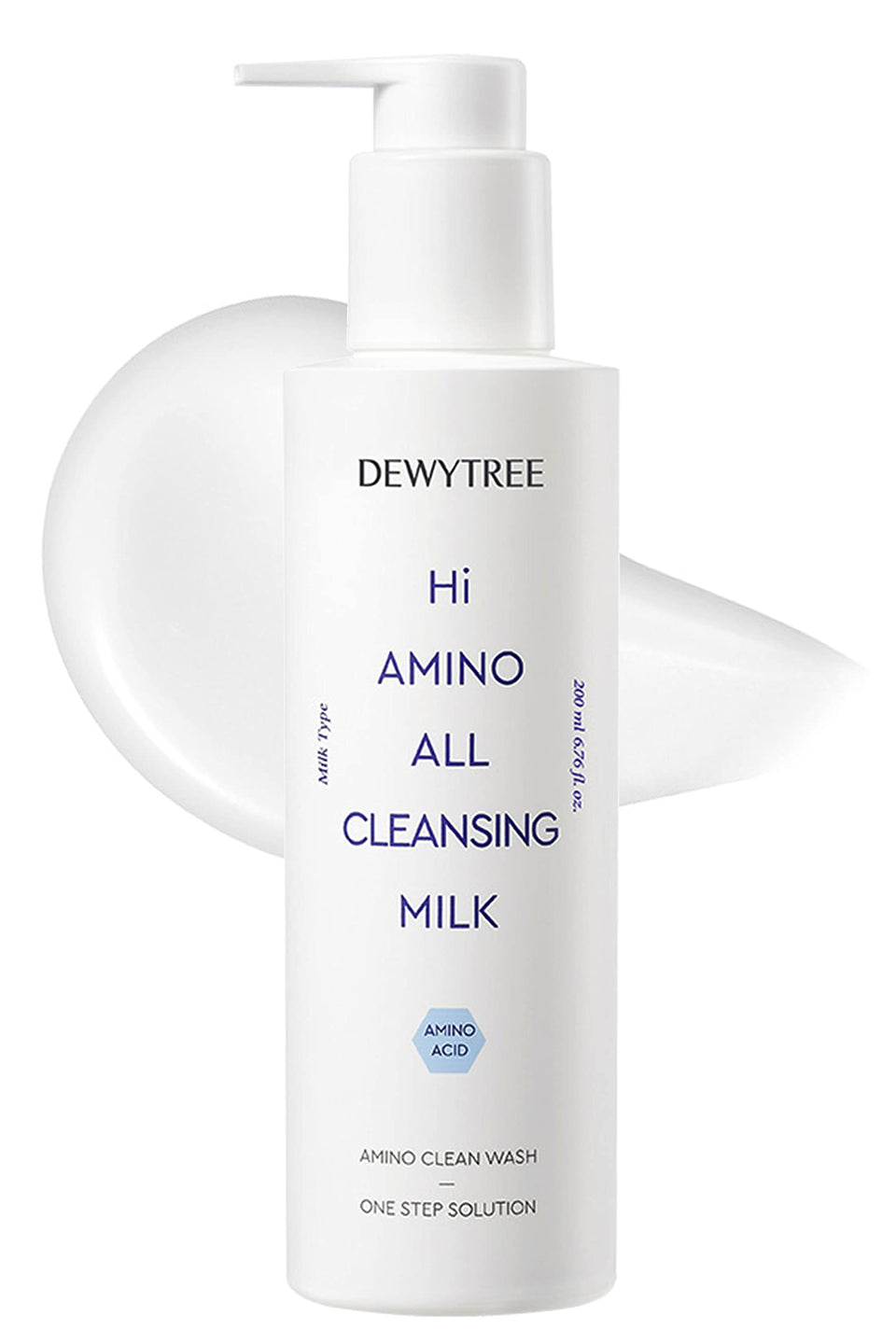 Dewytree Hi Amino All Cleansing Milk bottle-pump provides easy, gentle cleansing for sensitive skin.