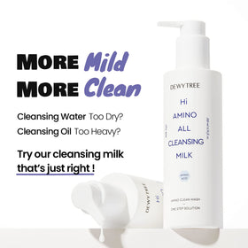 Dewytree Hi Amino All Cleansing Milk makeup-removal effectively lifts makeup residues.