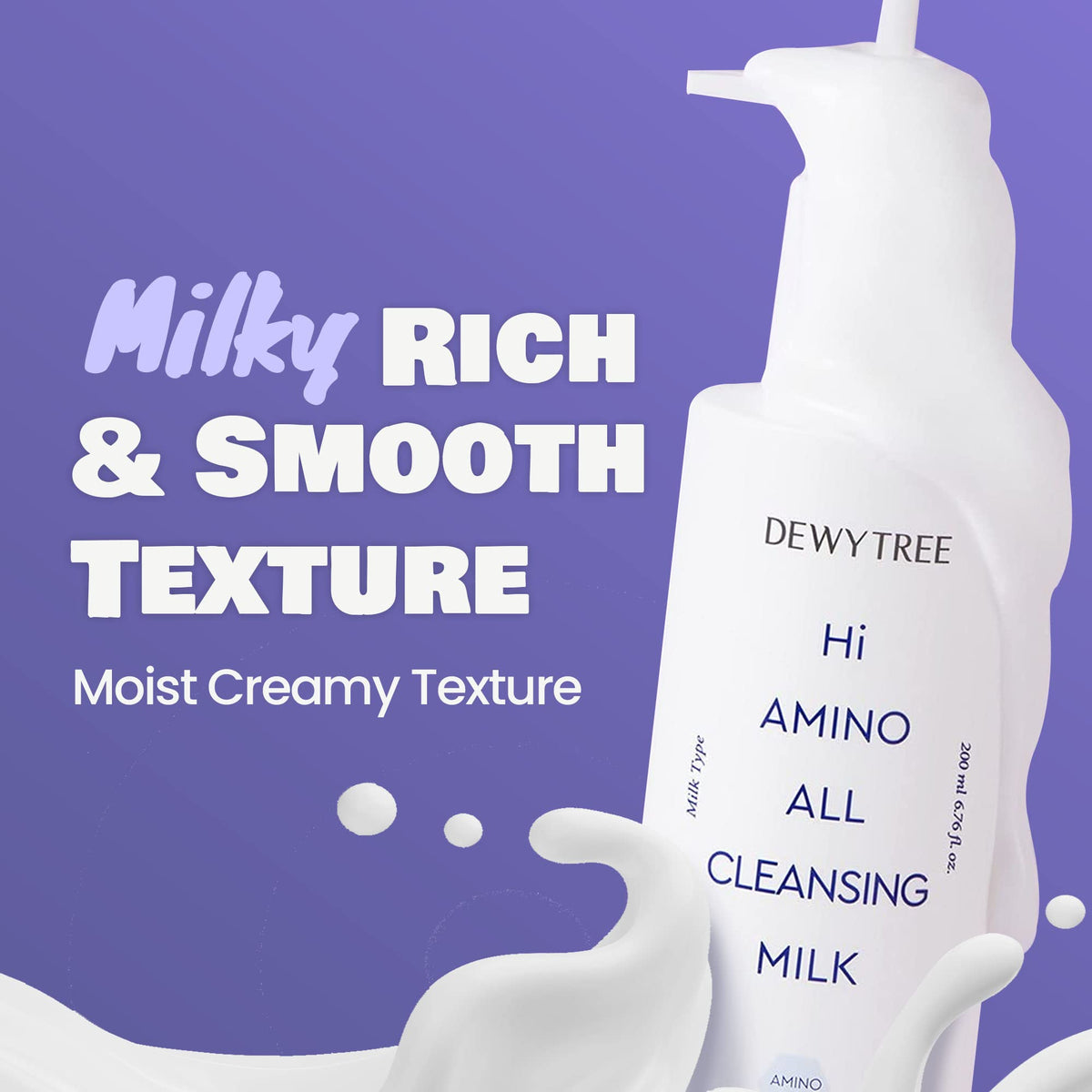 Dewytree Hi Amino All Cleansing Milk massage-action promotes even application.