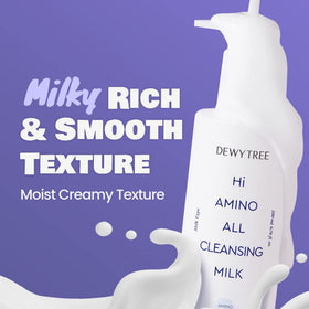 Dewytree Hi Amino All Cleansing Milk massage-action promotes even application.