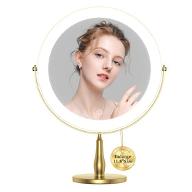 DEXHOM extra-large makeup mirror in front view with even LED lighting for full-face makeup.