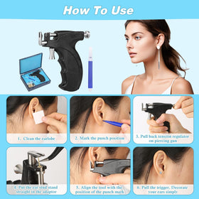 Dexpinzo silver and gold piercing studs in multiple sizes for precise placement.