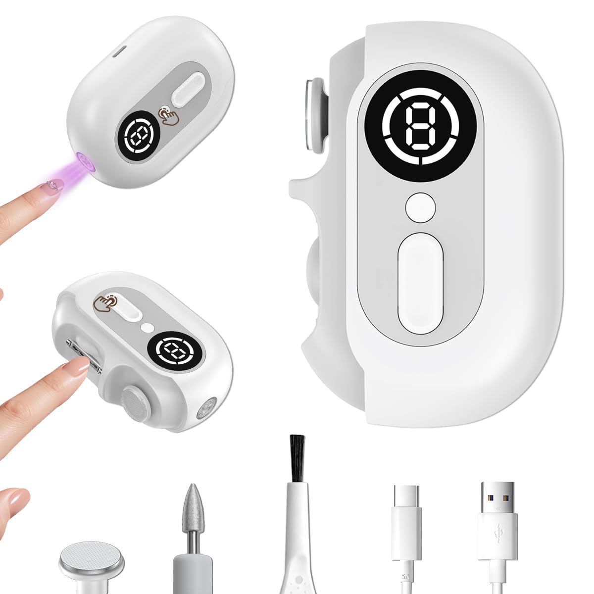 DEYOT 4-in-1 electric nail trimmer for safe at-home grooming and shaping.