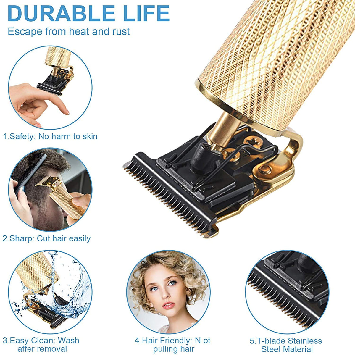 DEYOT clipper USB charging feature demonstrating cordless use and long run time