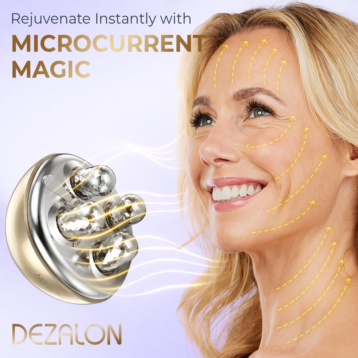 DEZALON Face Roller Tool used for smoothing and contouring at home.