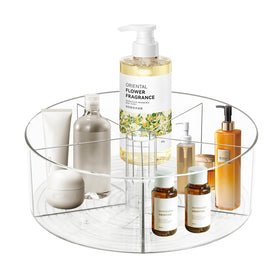 Dezzer 360° rotating makeup organizer, top view for easy access.